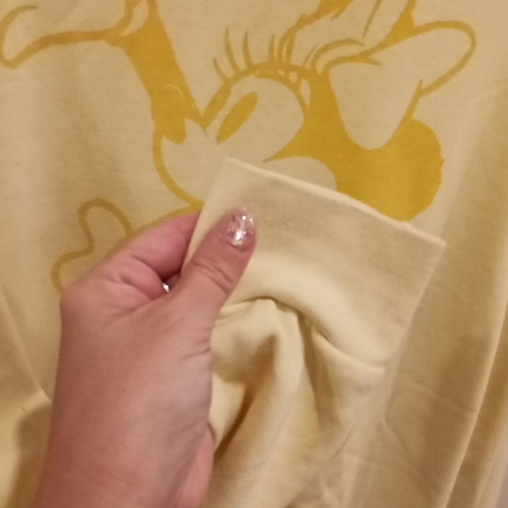 Joe Fresh Disney collab butter Yellow Crewneck, BNWOT -Ladies: Large Men's: Med. - Picture 3 of 6